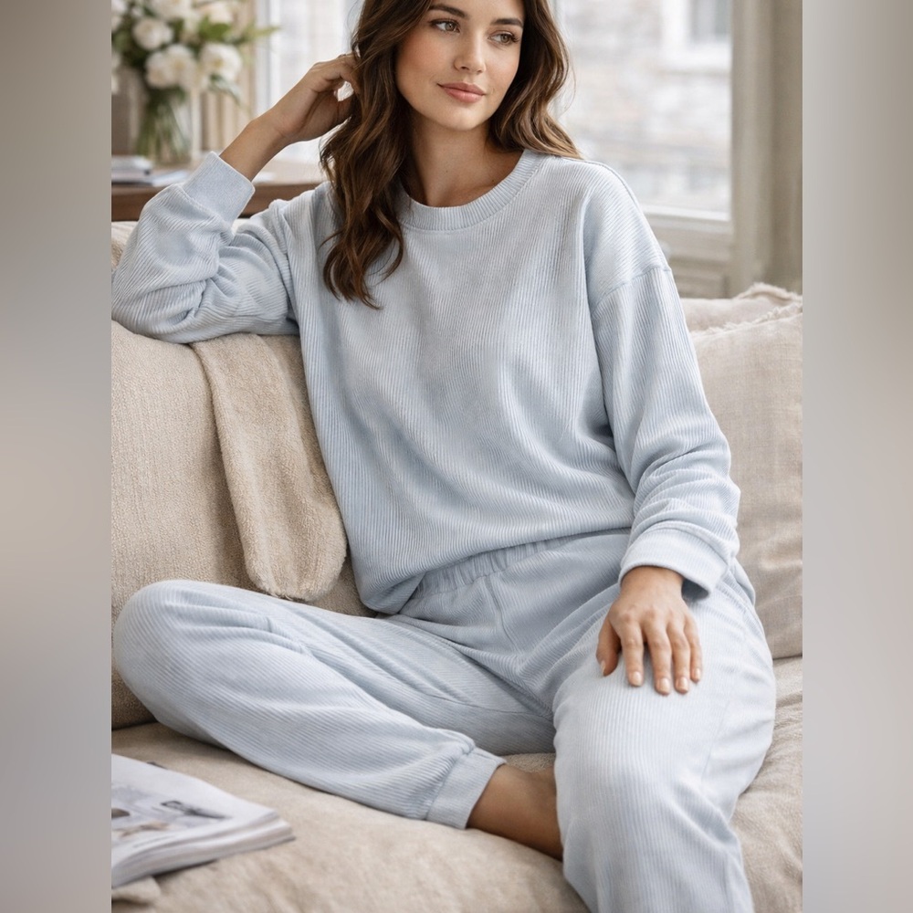 Yogalicious Dreamy Rib 2-Piece Lounge Set L | Zuri Pullover & Asbury Pants NWT